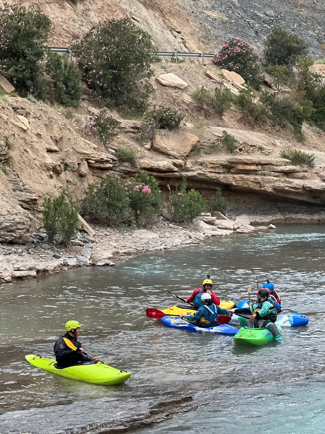 Paddlers travelling downstream